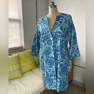 Sigrid Olsen Signature Blue Island Print Lined Jacket NWT Size S